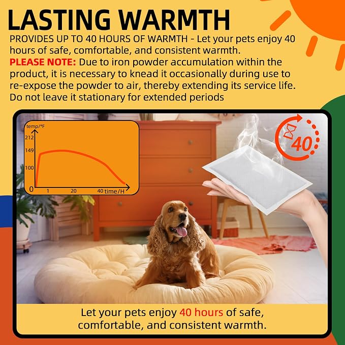(15-Pack Upgraded Heat Packs for Newborn Puppy, Anxiety Dog Toys Replacement Heat Packs, Disposable Puppy Warmers - Lasting for Approximately 40 Hours