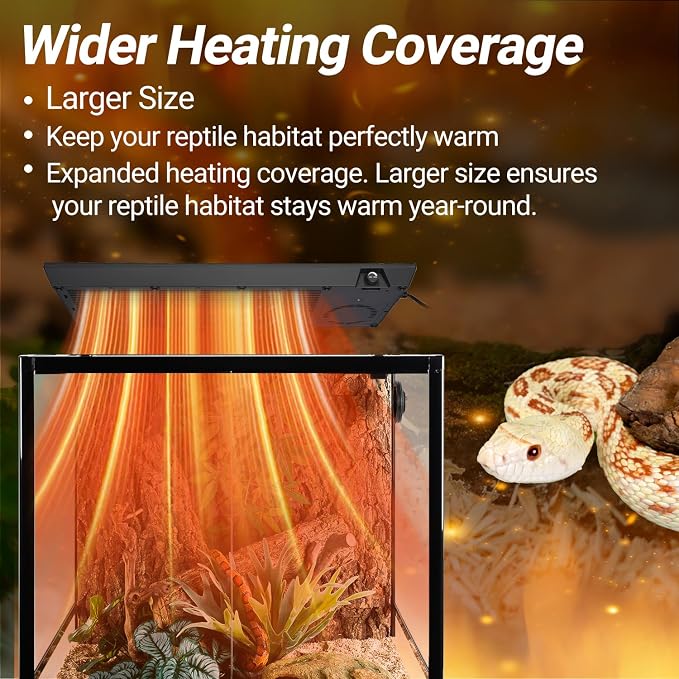Reptile Heat Panel Adjustable Temperature 60W Reptile Heater for Terrariums, Energy Efficient & Non-Light Reptiles Heating Plate for Snakes,Crested Gecko,Leopard,Turtles