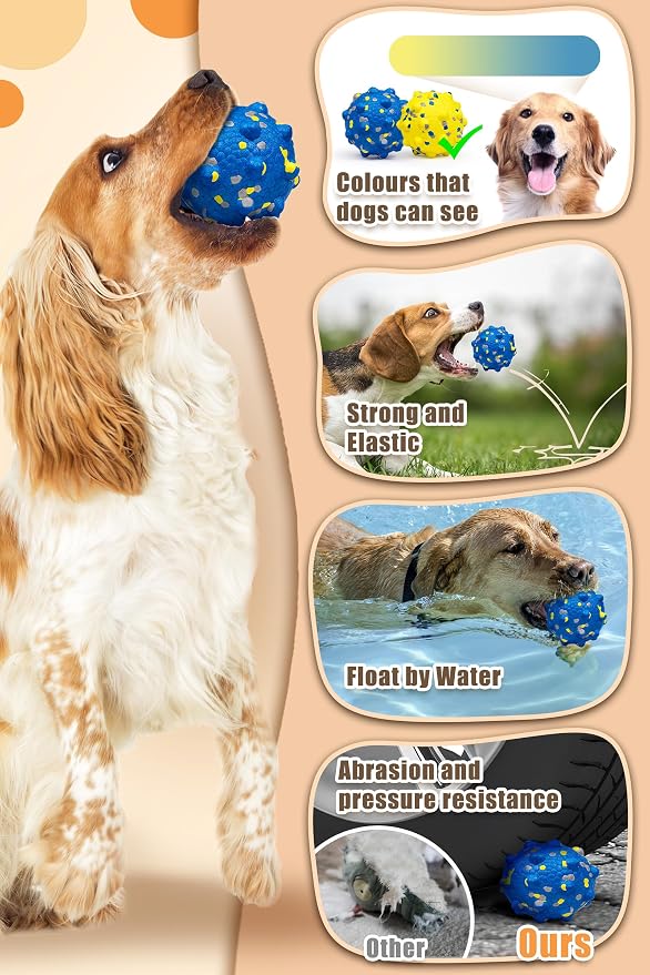 Moonorange Dog Tennis Balls for Aggressive Chewers, Indestructible Durable Bouncy Interactive Toy for Dogs Fetch Game Lightweight Floating Outdoor Training(Yellow+Blue Mixed Large)
