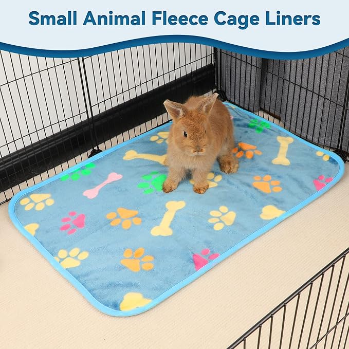 YUEPET 3 Pack Waterproof Guinea Pig Blankets Washable Small Animal Fleece Cage Liners Soft Pet Mat Guinea Pigs Fleece Bedding for Hamster Rabbit Chinchilla Ferret Guinea Pig 23"×16"