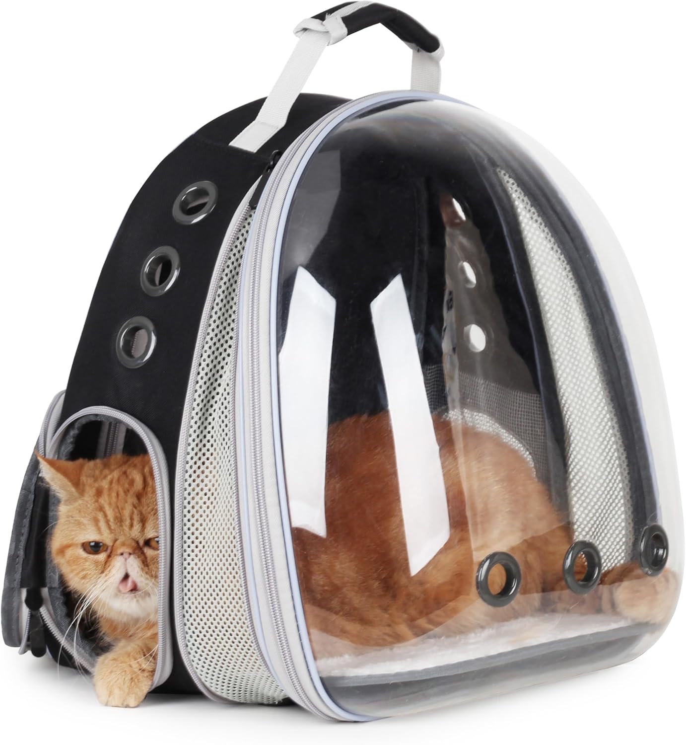 Lollimeow Cat Carrier Backpack, Bubble Expandable Backpack Carrier, Pets and Small Dogs,Airline-Approved, Designed for Travel, Hiking, Walking & Outdoor Use (Front Expandable-Black)