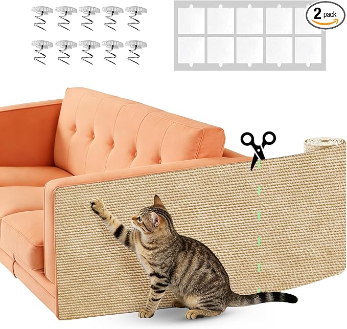 Couch Protector from Cat Claws 78.7" x 15.8" Trimmable DIY Self-Adhesive Cat Scratch Mat for Furniture Couch or Wall Protector, Covering Cat Scratching Post Indoor