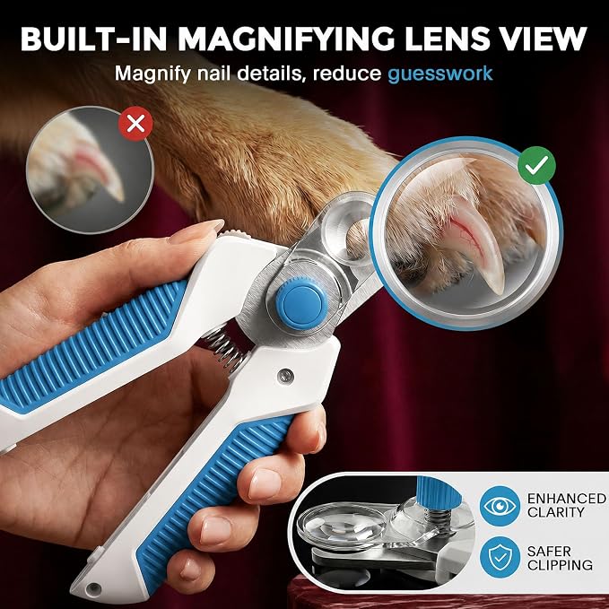 Dog Nail Clippers with Light, Cat Nail Clipper with Safety Guard Reveals Quick, Stainless Steel Blades Nail Clippers for Daily Pet Grooming Tool, Pet Nail Trimmer Ideal for Small, Medium & Large Pets