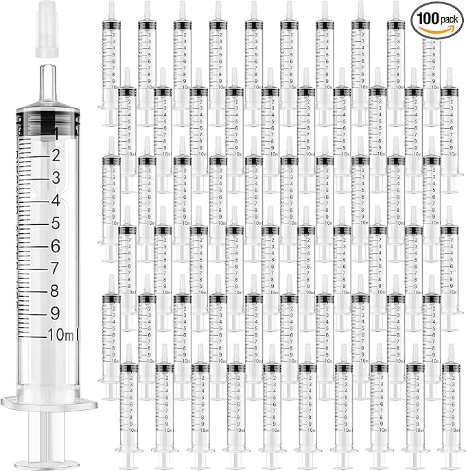 Zhengmy 100 Pack Bulk Plastic Syringe with Luer Slip Tip, Individually Sterile Sealed, Liquid Oral Syringe with Measure Scale No Needle for Pets Feeding(10 ml)