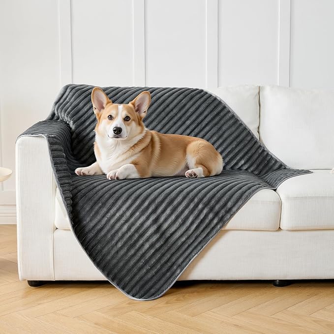 FunFurry Flannel Washable Pee Pad for Dogs - 2 Pack Reusable Dog Pee Pads Extra Large, Fast Absorb Pet Playpen Mat with Non-Slip Back, Waterproof Puppy Training Pad. (Dark Grey, 36" X 72")
