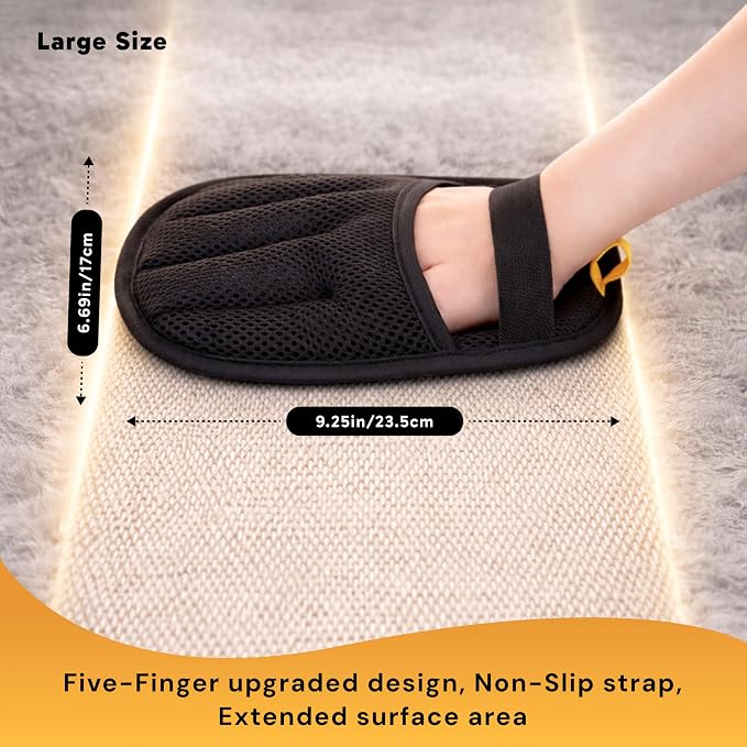 Wolfster Pet Hair & Fur Removal Glove for Cats & Dogs - Five-Finger Electrostatic Reusable Pet Hair Remover Mitt for Couch, Sofa, Carpet, Car Seat, Bedding & Clothing, Lint Roller Alternative