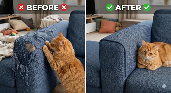 Cat Scratching Mat, Furniture Protector, Self-Adhesive (Nails Included in the Package) (Blue, 15.7 x 39.3 inch)