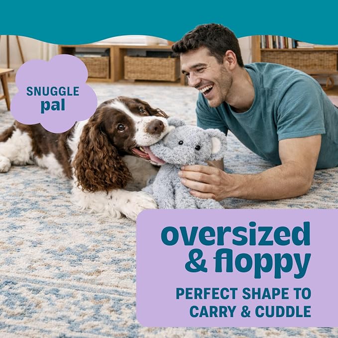 Calming Plush Dog Toy with Squeaker, Ultra-Soft Floppy Cuddle Companion, Lavender Scented, Elephant, Large, 11.8”