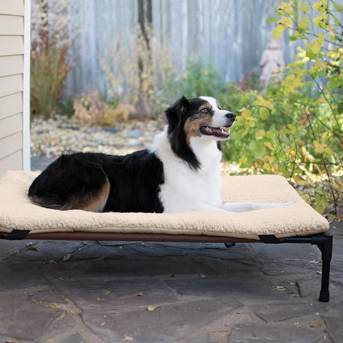 K&H Pet Products Original Elevated Pet Cot Tan with Microfleece Pad
