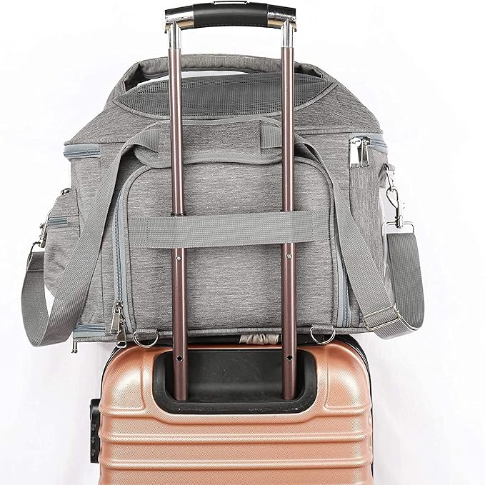Expandable Pet Travel Bag,Mesh Window and Escape-Proof Buckle, Airline Approved Soft-Sided Pet Travel Carrier for Small Medium Cat