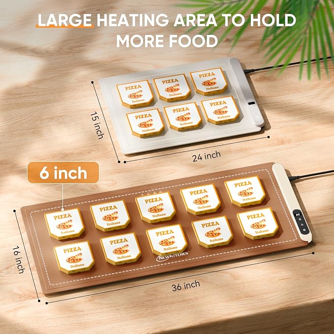 Warming Mat for Food, 36"x16" Food Warming Mat 6 Temperature & 6 Timer Settings Upgrade Graphene Fast Full Surface Heating-Versatile Food Warmer for Gatherings, Parties, Everyday Use-Light Caramel
