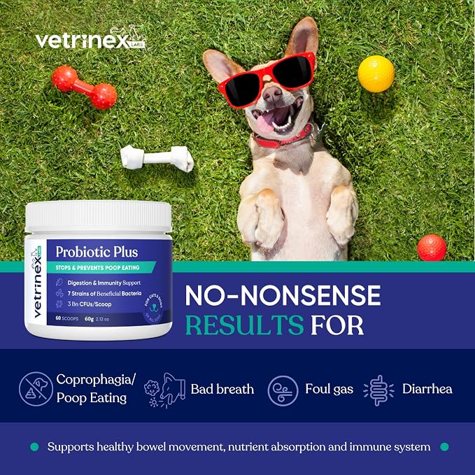 Probiotic - Coprophagia Treatment for Dogs - Stop and Prevent Dog from Eating Poop - No Stool Eating, Deterrent and Prevention - Probiotics Powder for Cats, Dogs & Puppies
