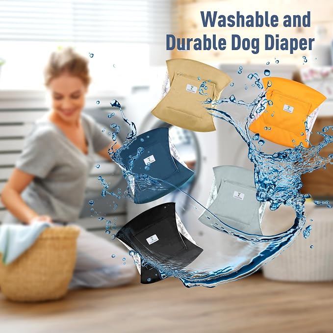 5 Pack Dog Diapers Male,Reusable Leakproof Pet Soft Dog Belly Band Wraps,Male Dog Diaper High Absorbency,Wider Washable Belly Band for Doggy Incontinence and Puppy Training