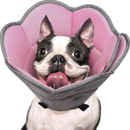 Dog Cone Collar After Surgery,Soft Dog Recovery Collar to Stop Licking Wounds,Adjustable Comfortable Light-Weight Elizabethan Collar for Dogs Anti-Bite Lick Protective Wound,Pink,M