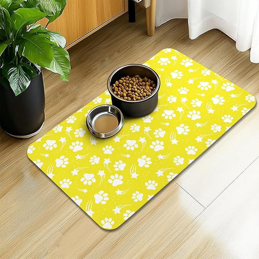 Dog Food Mat 12x20 Inch Pet Feeding Absorbent Mats for Floor Dog Cat Water Bowl Placemat Non-Slip Washable Pet Food and Water Mat