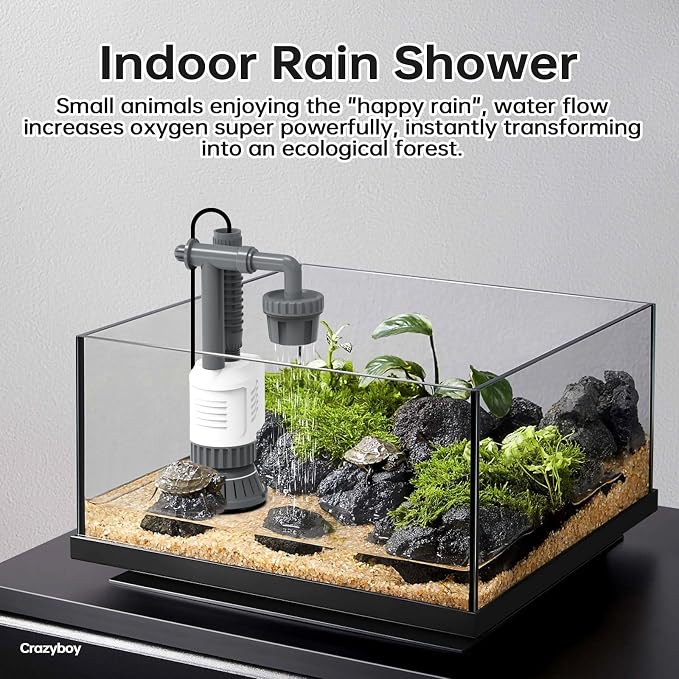 Crazyboy Fish Tank Vacuum - 6-in-1 Automatic Removable Vacuum Electric Tool Aquarium Gravel Cleaner 30W Strong Suction Electric Cleane.(White-504)