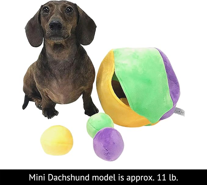Midlee Hide a Ball Puzzle Dog Toy with 10 Plush Squeaker Balls (Small)