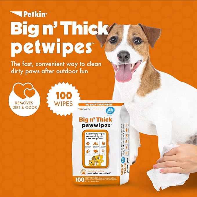 PETKIN Big N Thick PAW Wipes Dog and CAT Wipes