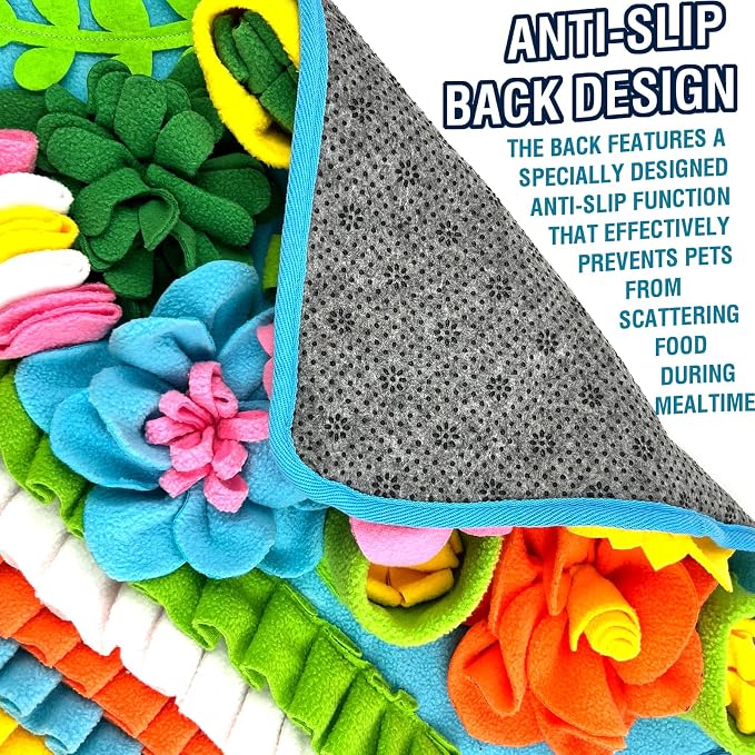 MYLIFESION Snuffle Mat 15.4''×15.4'' for Small & Medium Dogs, Slow Feeding Puzzle Sniff Mat for Cats Rabbits, Mentally Stimulating Scent Training, Portable Durable Pet Food Mat (Heavyweight Style)
