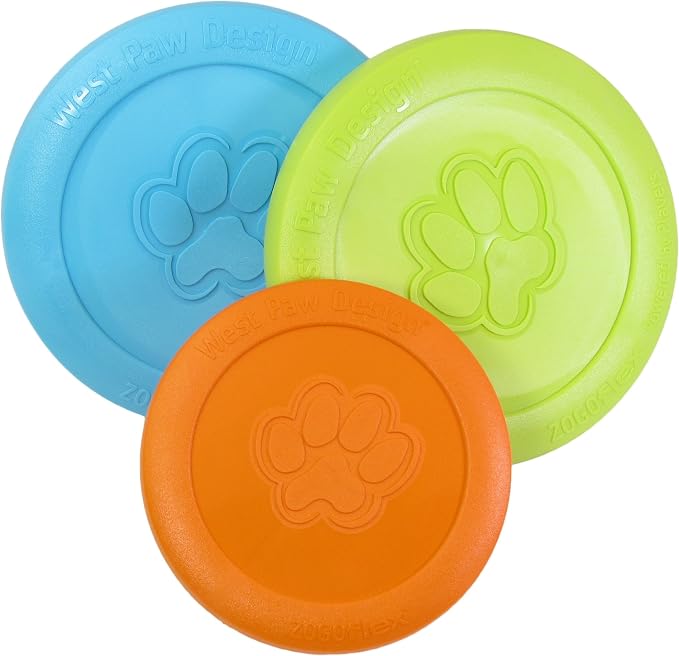 West Paw Zogoflex Zisc Dog Flying Disc, High Flying Aerodynamic Disc for Dogs Puppy – Lightweight, Floatable Disc for Fetch, Tug of War, Catch, Play – Doubles as Food/Water Bowl, Large 8.5", Aqua Blue