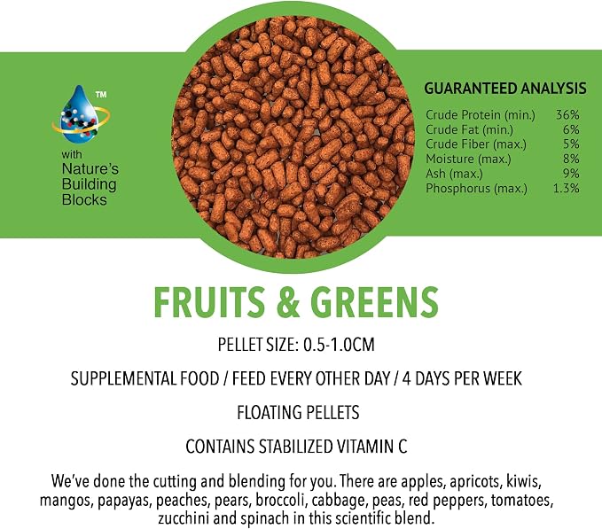 MICROBE-LIFT MLLFGMD Fruits and Greens Floating Fish Food Sticks for Ponds, Water Gardens, and Fountains, Safe for Live Goldfish and Koi, 2 Pounds
