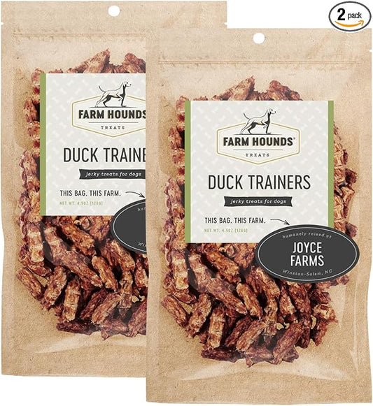 Farm Hounds - Duck Trainers - Premium Natural Jerky for Dogs - Made from 100% Humanely Raised Duck- Easy-Break - Great for Training & Treats - No Added Fillers - Made in USA - 4.5 oz - 2 Pack