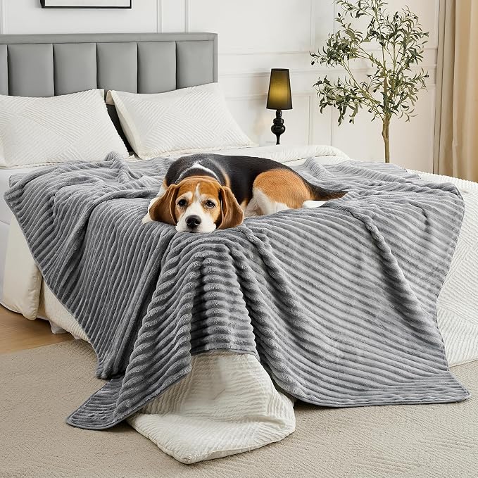 FunFurry Flannel Washable Pee Pad for Dogs - 1 Pack Reusable Dog Pee Pads Extra Large, Fast Absorb Pet Playpen Mat with Non-Slip Back, Waterproof Puppy Training Pad. (Light Grey, 72" X 72")