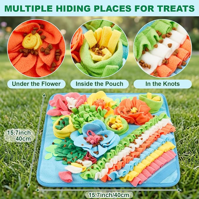 Novabright Piggy Snuffle Mat 15.75 x 15.75 Inches, Colorful Foraging Pad for Pigs Enrichment Toys with Non-Skid Backing, Sniffing Mat for Guinea Pigs, Rabbits, Dogs, Easy to Clean