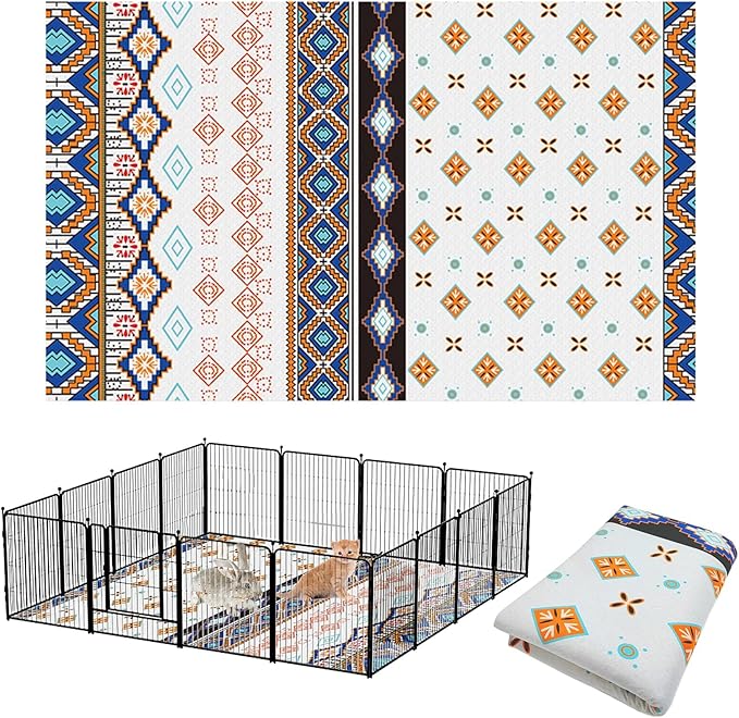 BNOSDM 79" X 55"Chroma Washable Bunny Cage Liners Large Rug for Rabbits Large Pad and 4PCS Bunny Chew Toys Natural Loofah Bunny Teeth Grinding Toy Rabbit Treats