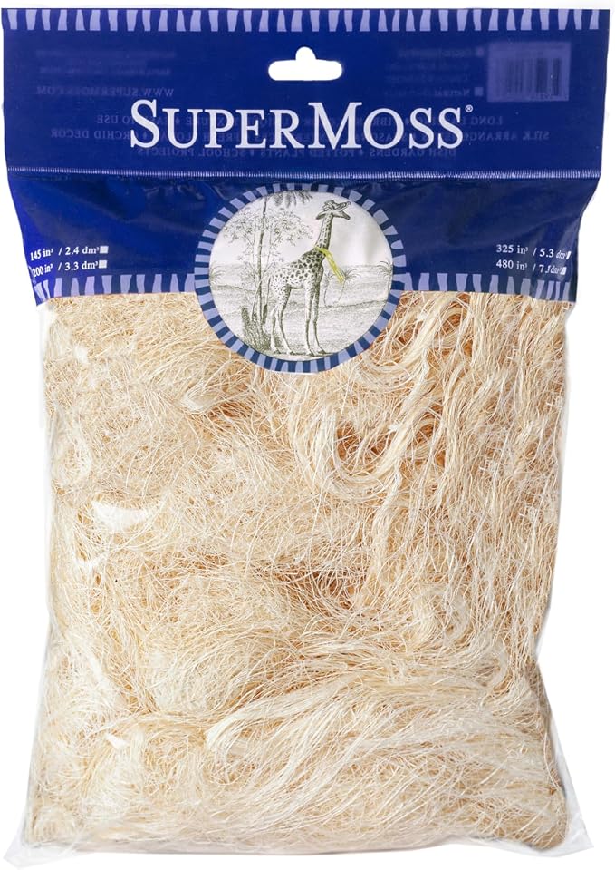 SuperMoss (29972) Natural Sisal Fiber Strands | Decorative Basket Filler, Gift Box Shred, Craft Twine & Vase Decor | Perfect for Cat Toys, Indoor Plants, and Floral Arrangements, 108 cu in, Natural