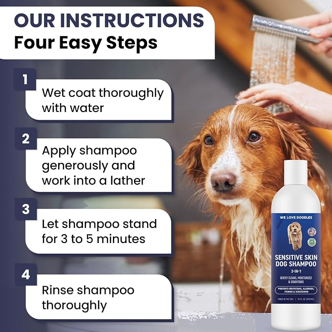 We Love Doodles Premium 3-in-1 Sensitive Skin Dog Shampoo & Dog Detangler Spray - for Allergies, Itching, Scratching, Anti-Itch with Oatmeal & Aloe, Dog Leave-in Conditioner, Tangle Remover Spray