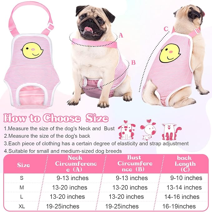 Nuanchu 3 Pcs Female Dog Diaper Sanitary Panties with Adjustable Suspender, Washable Reusable Doggie Diapers for Small Medium Large Dog in Heat Period Menstrual Pet Cats Ducks(Animal Pattern,L)