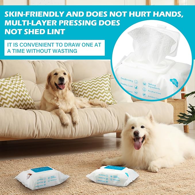 Treela 10 Packs of 800 Dog Wipes Pet Wipes Cat Grooming Supplies for Paws, Butt, Ear, Skin, Body Bath Cleaning Stain Odor Remover, Home or Travel Use(Coconut)