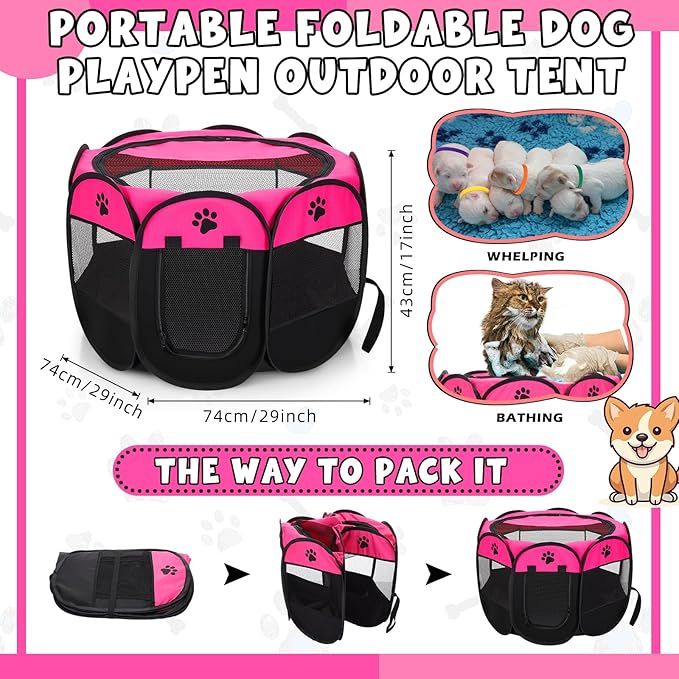45 Pcs Puppy Dog Kitten Whelping Supplies Starter Kit for Birth Include Pet Playpen Whelping Collar Cord Clamp Bulb Aspirator Syringe Bottle Scissor Glove Bag for New Born Pet Supplies