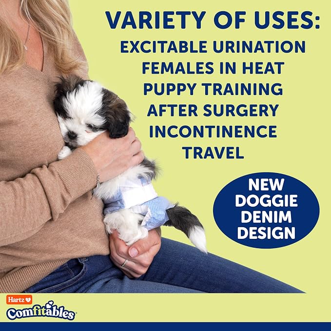 Hartz Comfitables Disposable Dog Diapers, Size XXS 42 count, Comfortable & Secure Fit, Easy to Put On, Super Absorbent Male and Female Diaper