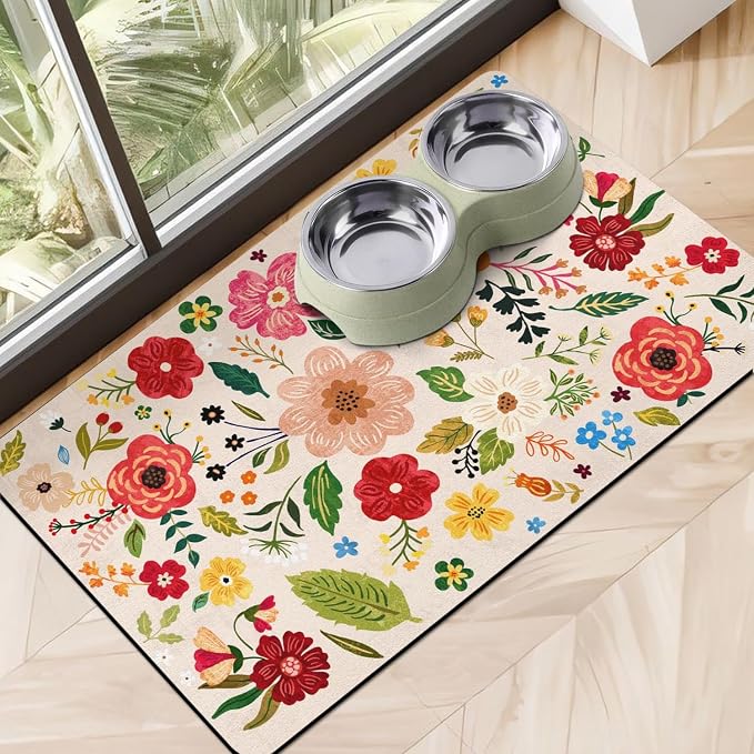 Dog Food Mats for Floors, Absorbent Dog Bowl Mat for Food and Water Dispenser Mat, Quick Dry Cat Food Mat Pet Supplies