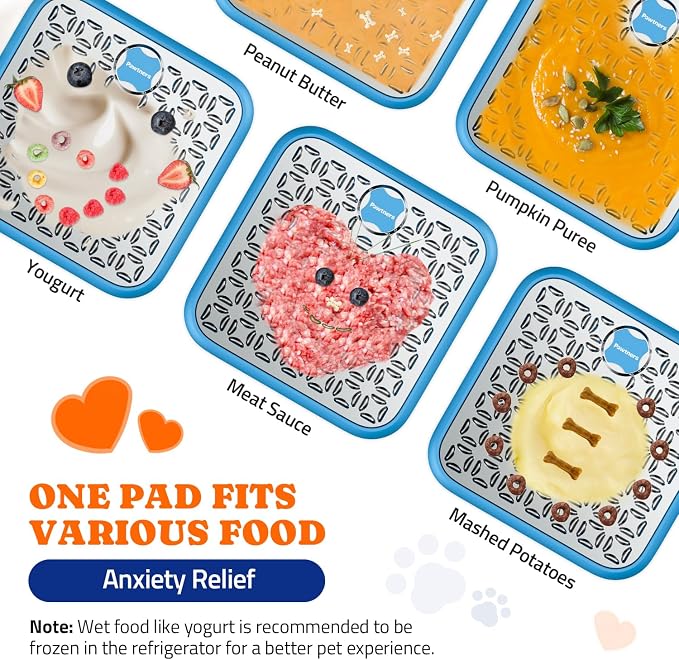 Pawtners Stainless Steel Lick Mat for Dogs & Cats, Chew Proof Dog Slow Feeder Mat for for Calm Feeding & Anxiety Relief, 2 Pack, Blue