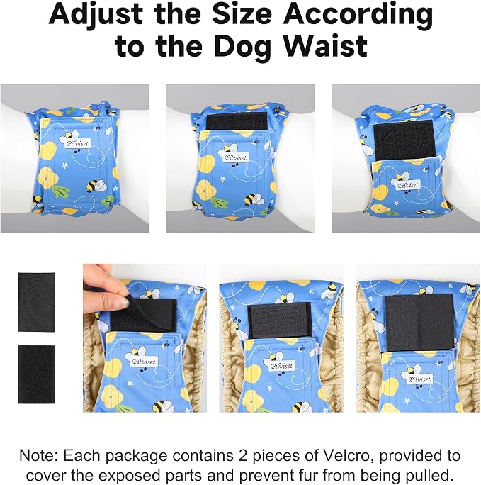 5 Pack Dog Diapers Male Reusable, Belly Bands for Male Dogs, High Absorbing Dog Pee Wraps for Doggie in Incontinence and Training Cactus M