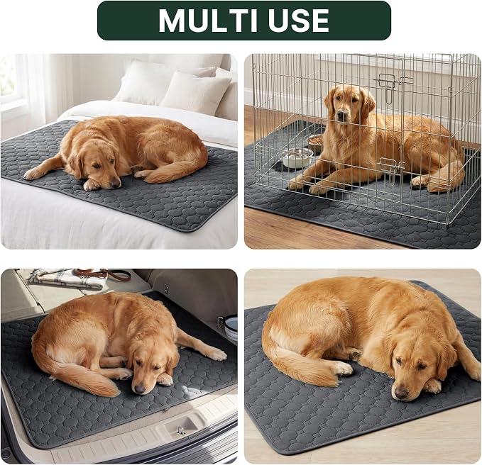 H.VERSAILTEX Premium Washable Pee Pads for Dogs 2 Pack Super Absorbent 100% Waterproof Reusable Non-Slip Quilted Puppy Training Pads for Crate Playpen Whelping & Potty Training(18"x24", Grey)