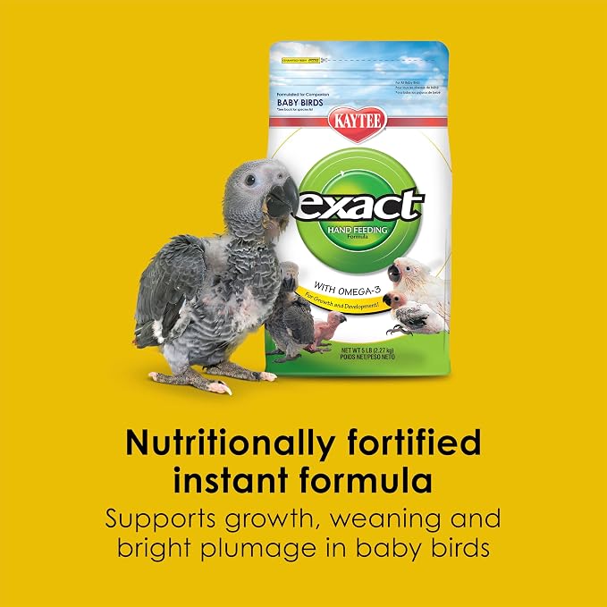 Kaytee Exact Hand Feeding Pet Bird Baby Food For Parrots, Parakeets, Lovebirds, Cockatiels, Conures, Cockatoos, and Macaws, 5 Pound