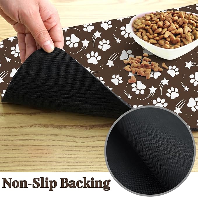 Dog Food Mat 24x32 Inch Pet Feeding Absorbent Mats for Floor Dog Cat Water Bowl Placemat Non-Slip Washable Pet Food and Water Mat