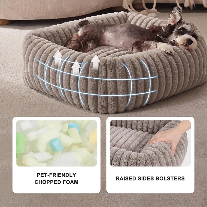 FURTIME Dog Bed for Small Medium Dog, Washable Orthopedic Pet Bed with Removable Cover, Rectangle Soft Calming Sleeping Puppy Bed Durable Pet Cuddler with Anti-Slip Bottom