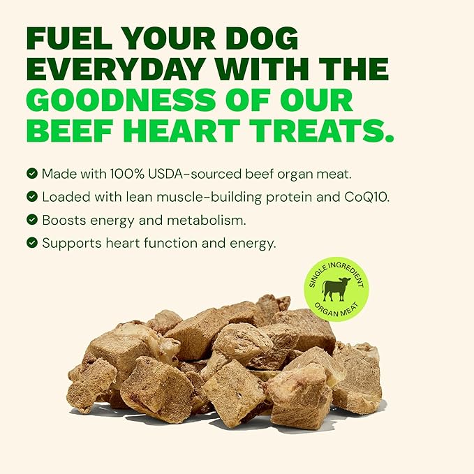 Get Joy Freeze-Dried Meal and Treats Bundle, Endurance 100% Beef Heart Dog Treats, 4 Ounce, and Gut Health Fresh Freeze Dried Raw Meal Dog Food, Beef Recipe, 32 Ounce
