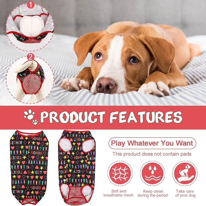Etdane Dog Period Diapers Small Dog Period Suit Dog Sanitary Panties for Male Female Dogs Diaper Cover for Heat Black/M