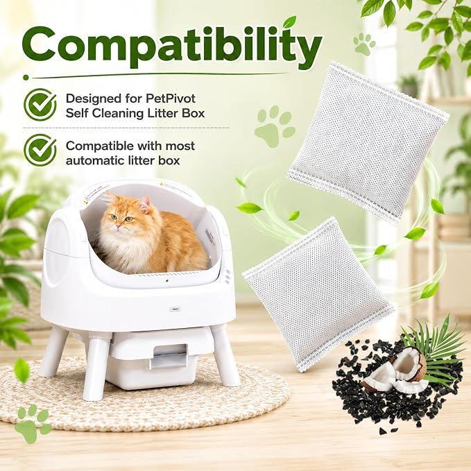 NewKe 6 Pack Odor Deodorizer for PetPivot Self Cleaning Litter Box, Activated Carbon Filters Refills for Automatic Cat Litter Box, Up to 6 Months, Activated Charcoal