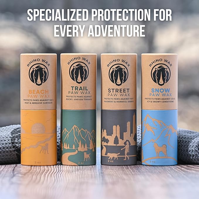 Rhino Wax - Dog Paw Protection for Beaches and Streets (2 Tubes + Cloth) - Summer Care Pack to Protect Your Pupper Against Hot Pavement, Sharp Rocks, Sand, Beach Hazards - Natural Ingredients - USA