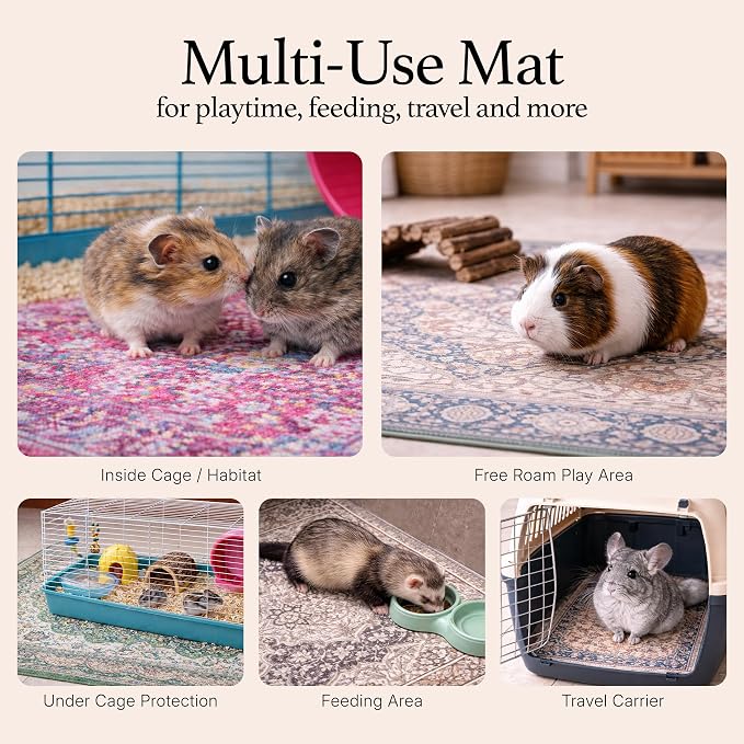 Lovewag Pets Reusable 2-Pack Small Animal Pet Bedding Mats - 28" x 41" Inch Hamster Bedding - Machine Washable Guinea Pig Cage Liners-Waterproof Pee Pad for Guinea Pigs,Rabbits & Ferrets (Sage Forest)