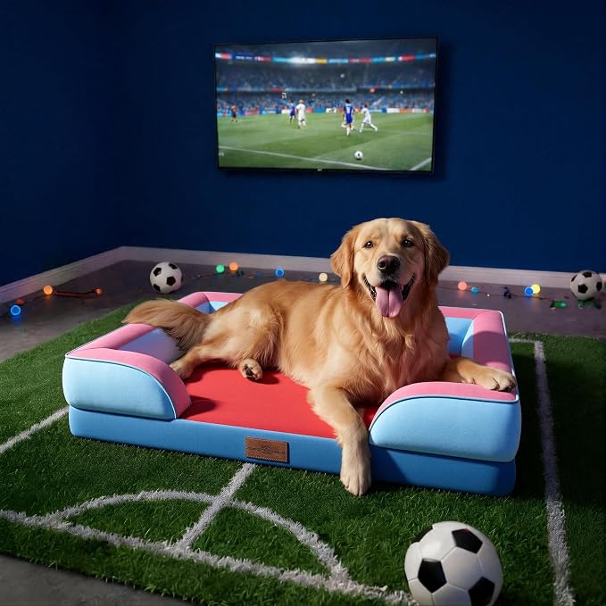 Comfort Expression Orthopedic Dog Bed for Large Dogs 36x27 Inch, Waterproof Egg Crate Foam Large Pet Bed with Bolsters, Dog Couch with Washable Cover & Non-Slip Bottom, Atlanta