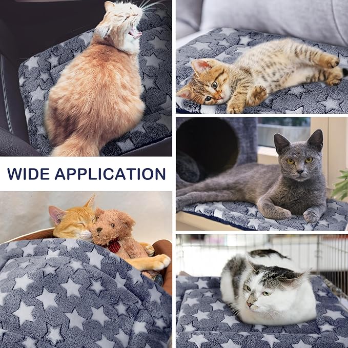 VitalCozy 4 Pcs Dog Crate Pads, Ultra Soft Warm Washable Anti-Slip Kennel Bed Mat for Pets, Reversible, Replaceable, Cage Liner for Small Medium Large Dogs and Cats(20 x 30 x 1.6 Inch,Star,Blue)