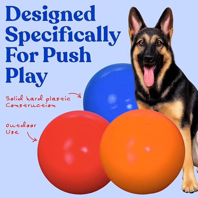 Doggie Dooley Virtually Indestructible Dog Ball - 14 Inch Hard Plastic Interactive Dog Toy for Large Breeds Over 75+ lbs - Built for Herding & Push Play - Floats in Water, Made in USA - Orange